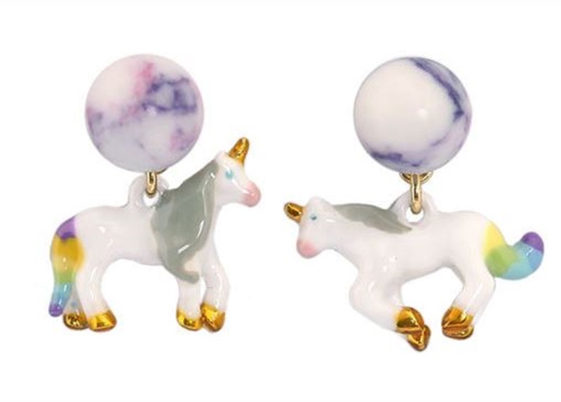 【手繪琺瑯】DEER.W 獨角獸手繪琺瑯耳環