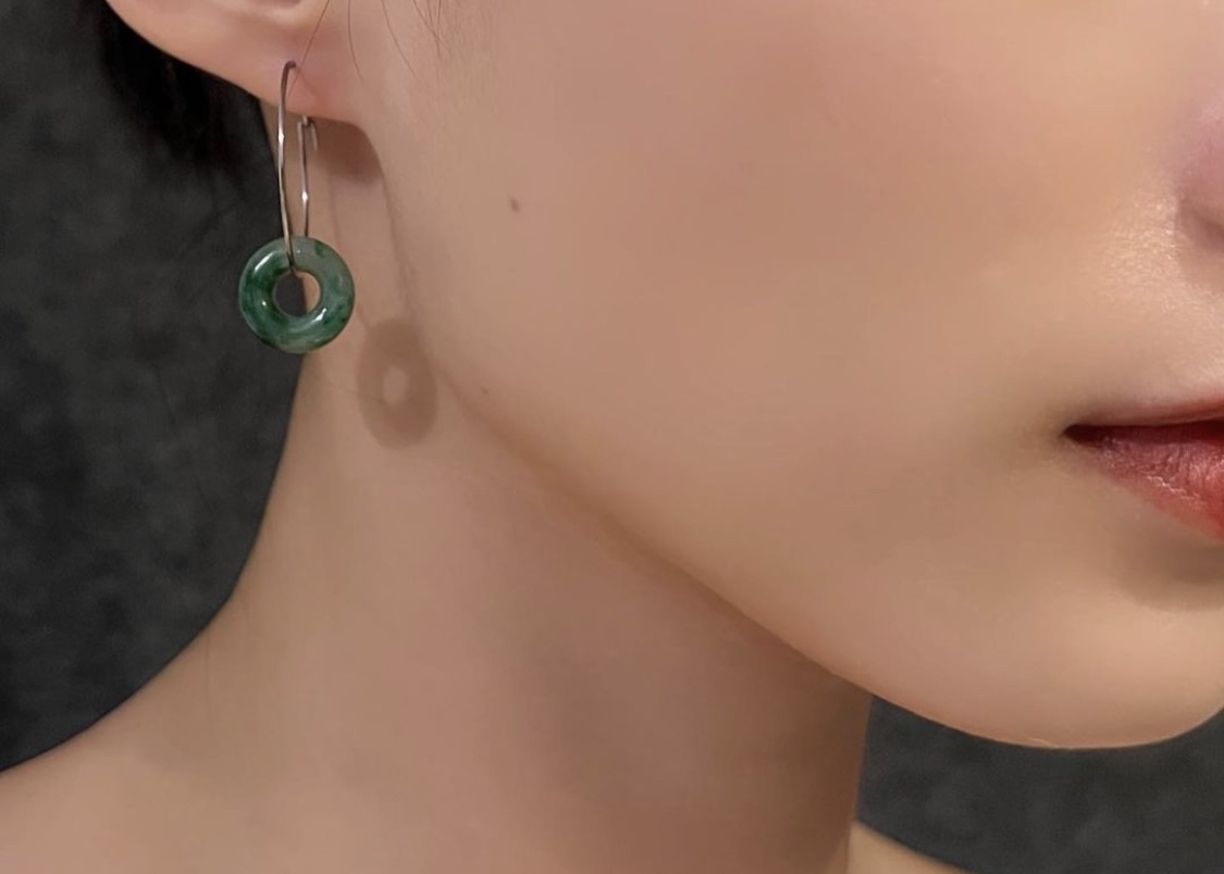 翠綠飄花甜甜圈耳環