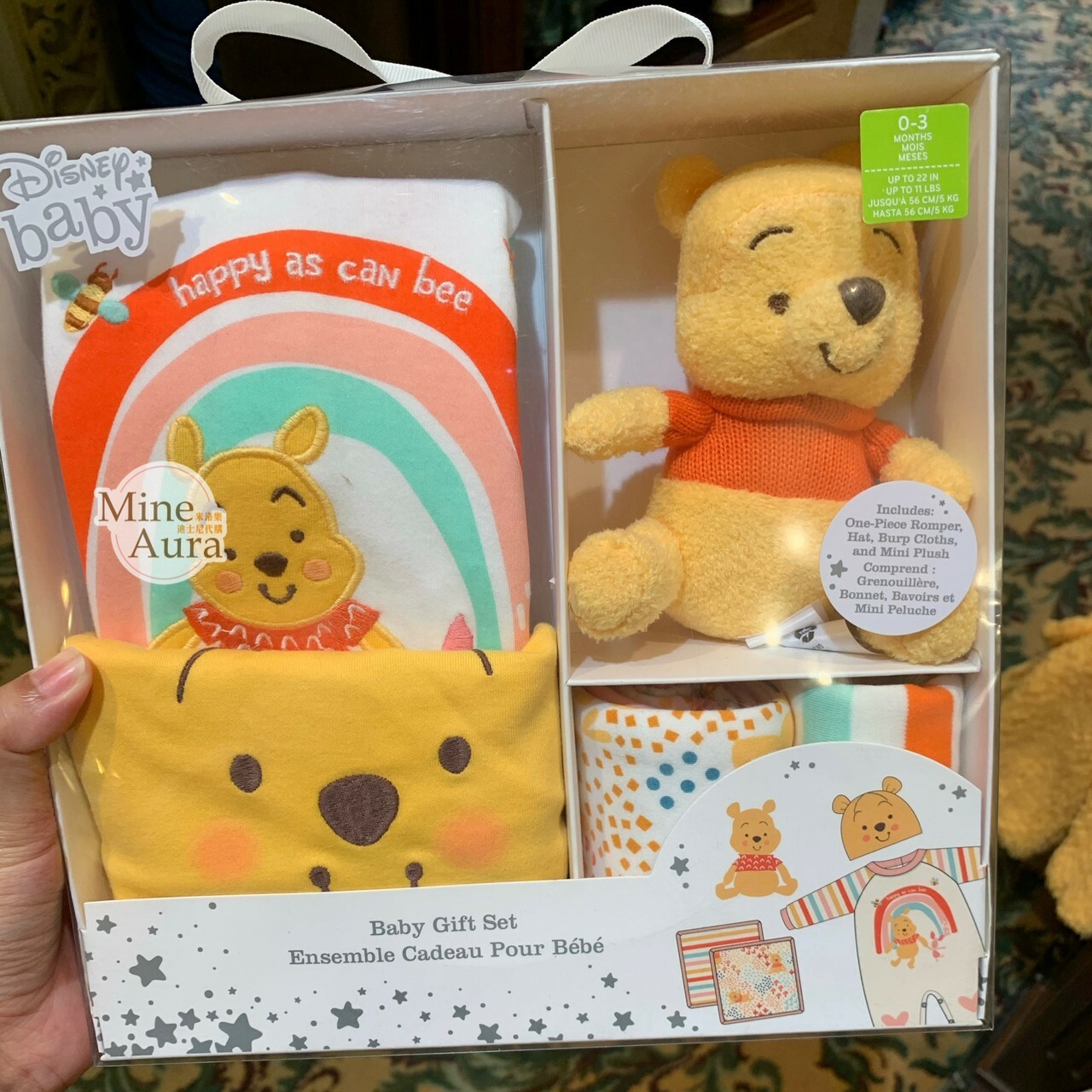 (現貨) 小熊維尼 Winnie the Pooh 嬰兒 包屁衣 禮盒組 五件組 彌月禮 -香港迪士尼樂園