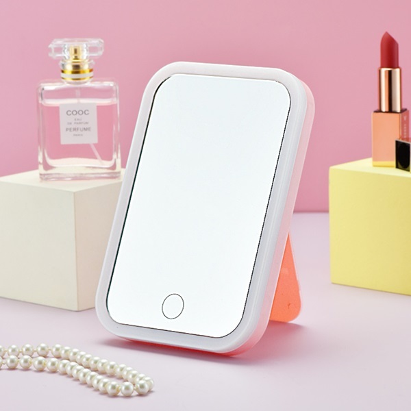 韓國JK 新款智能觸摸LED帶燈化妝補光鏡台式美顏USB充電款三色光梳妝鏡 (J0802)