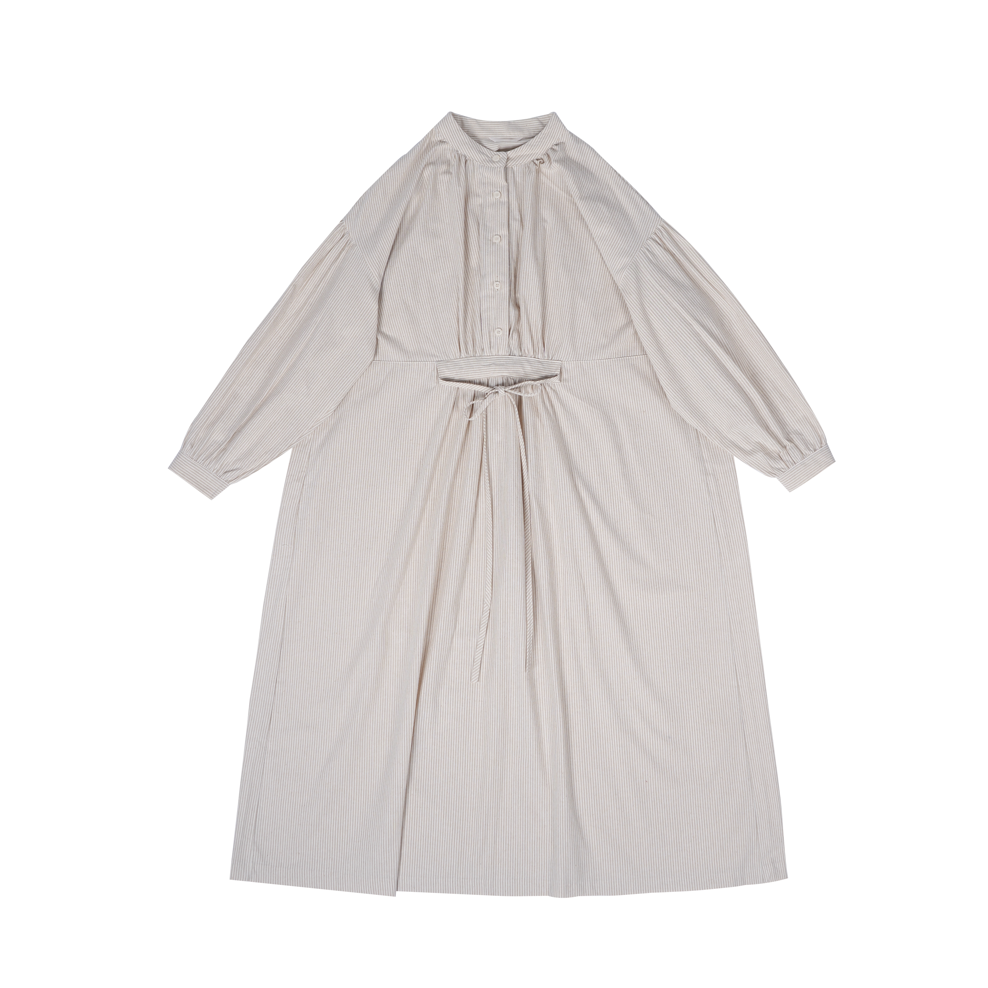 條紋腰繩平領onepiece