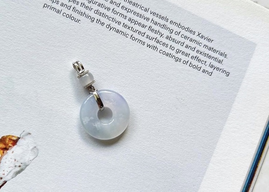 玻璃種紫甜甜圈設計墜飾