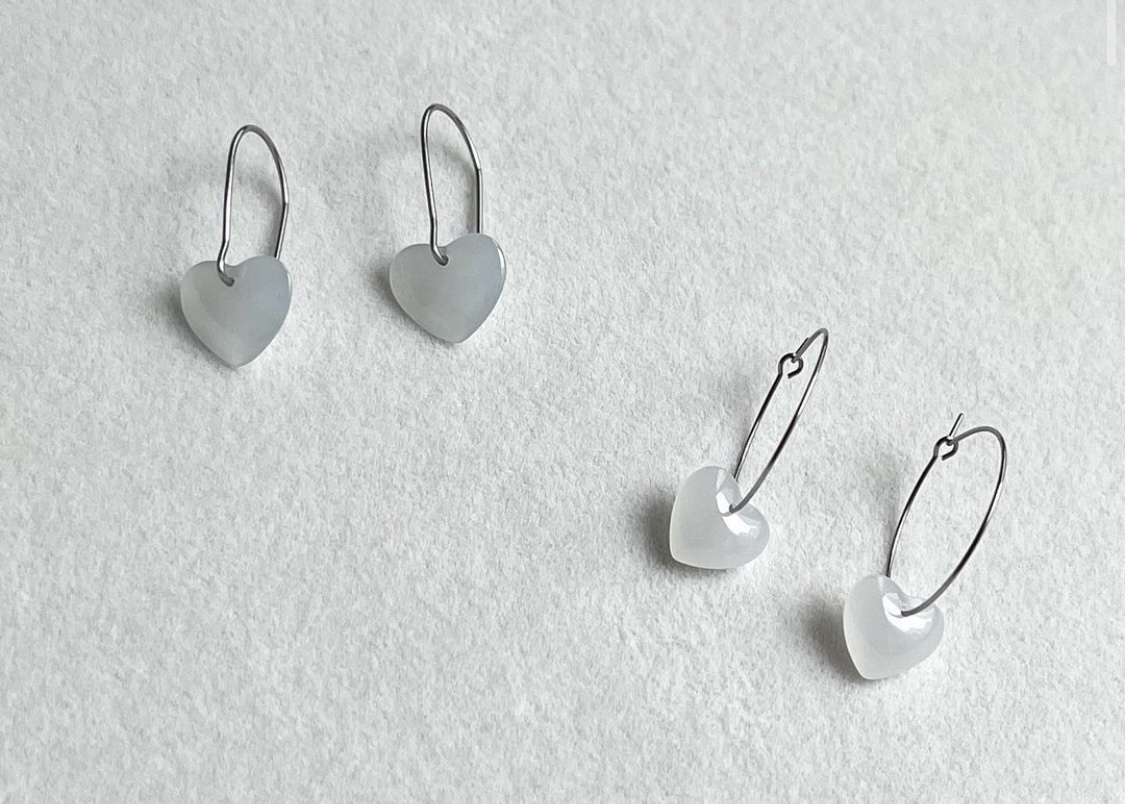 原創設計白冰愛心耳圈