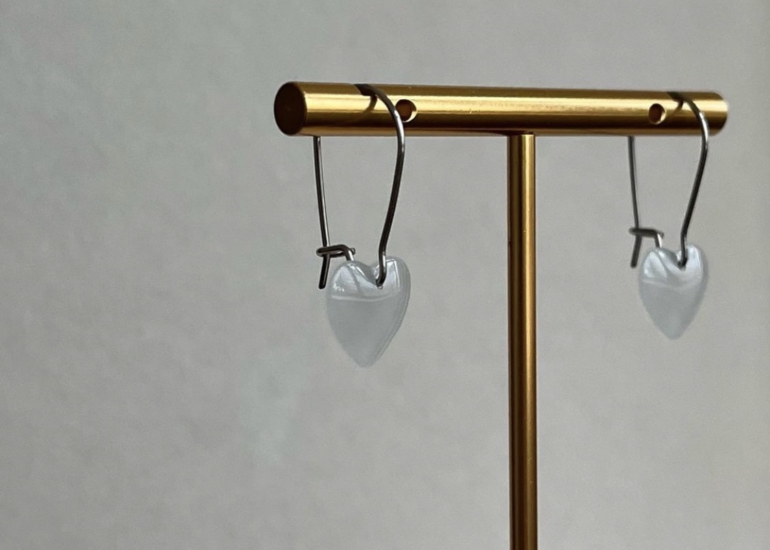 原創設計白冰愛心耳圈