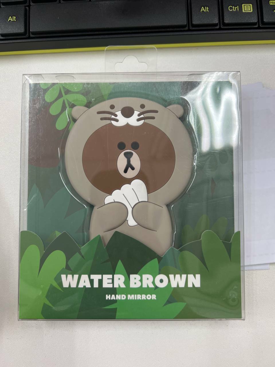 [S] LINE FRIENDS SILICONE HAND MIRROR JUNGLE WATER BROWN,BROWN, LF0238 (SZZ95)