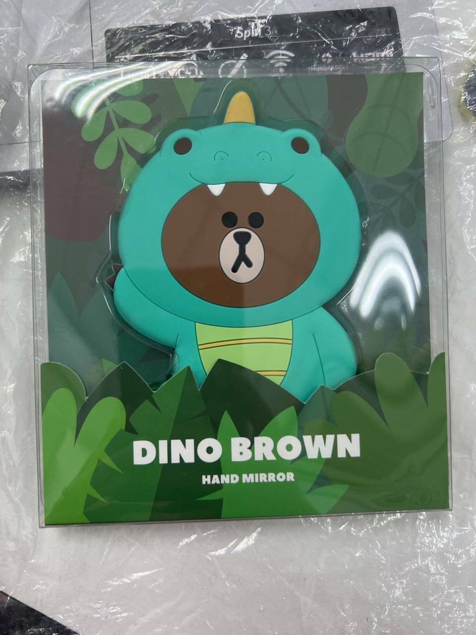 [S] LINE FRIENDS SILICONE HAND MIRROR JUNGLE WATER BROWN,BROWN, LF0235 (SZZ96)