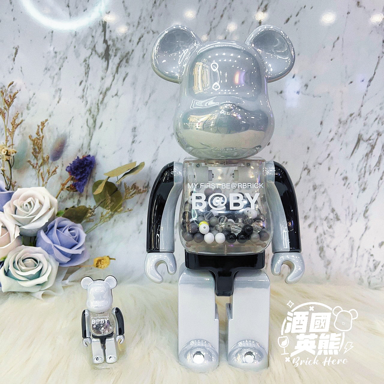 BE@RBRICK｜黑白千秋400%+100%