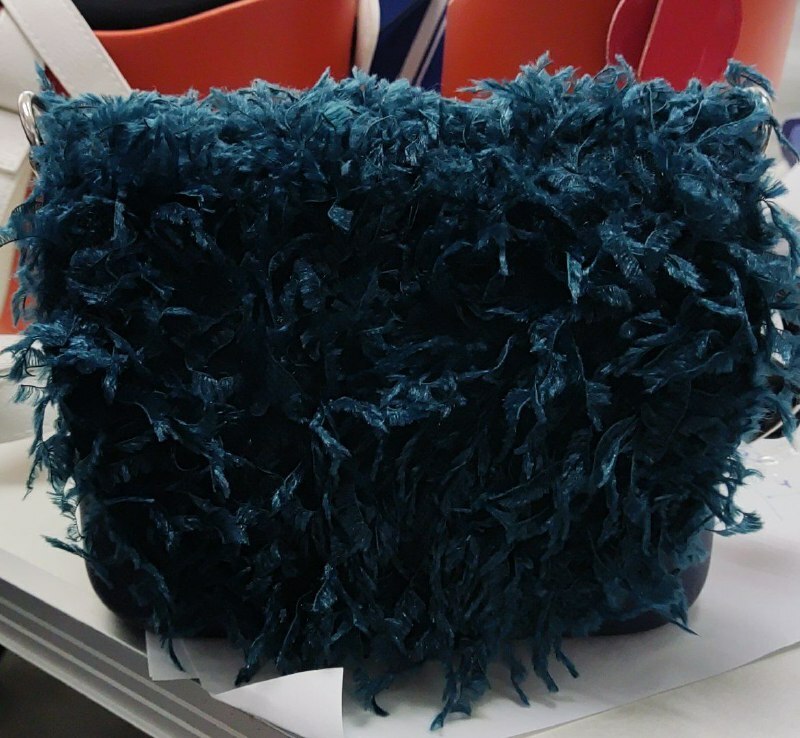 [S] O BAG DARK GREY CROSSBODY BAG WITH DARK GREEN FUR COVER [FINAL SALE] (SOB41)