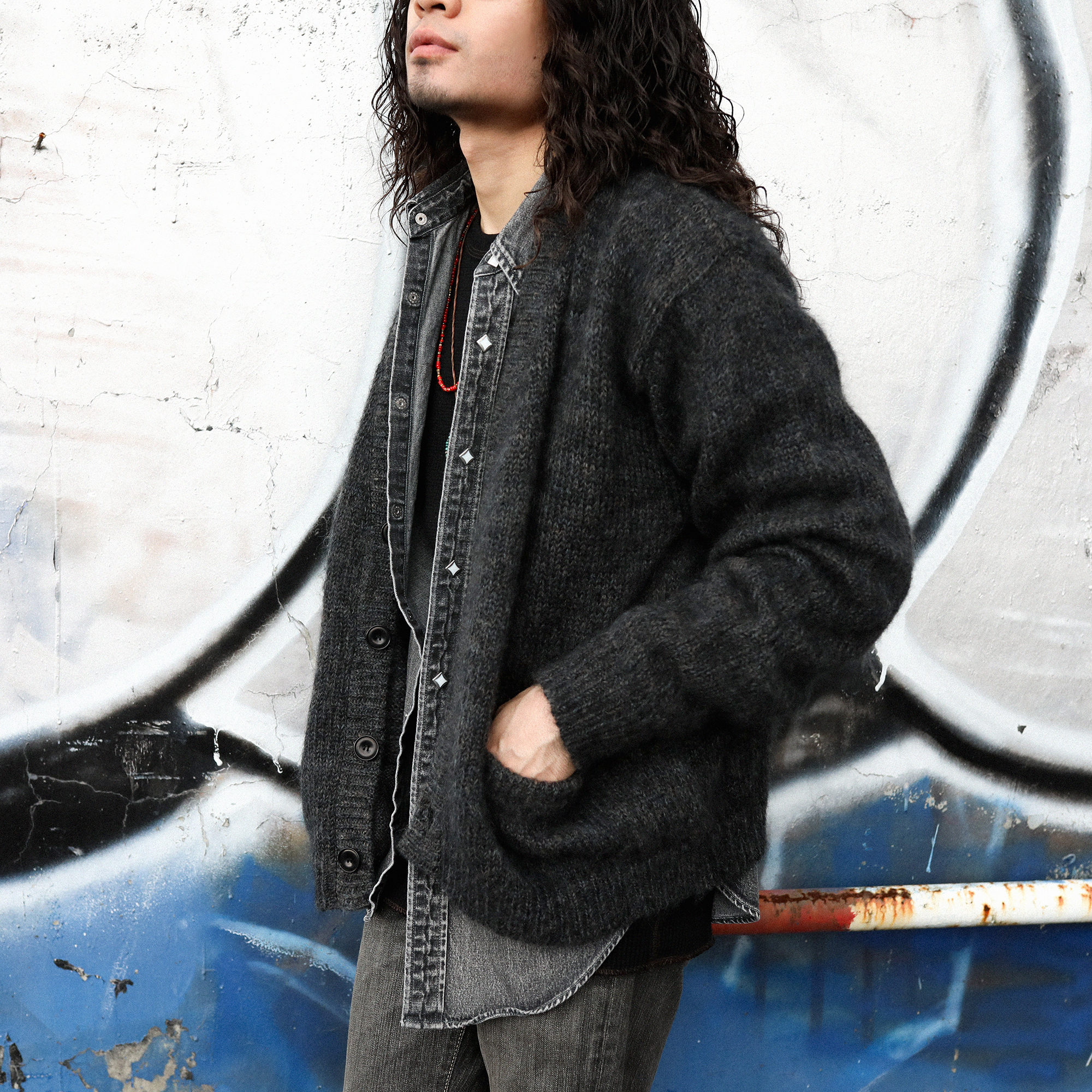 STRANGE TRIP(ストレンジトリップ)〜MIX MOHAIR CARDIGAN Black