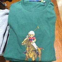 [S] PRL CUSTOM SLIM FIT POLO BEAR JERSEY T-SHIRT,GREEN BEAR, 710852300023-GRN BEAR [FINAL SALE] (SRL90)