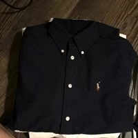 [S] PRL WOMEN'S CLASSIC FIT OXFORD LONG SLEEVE POLO SHIRT,NAVY, 211728165007-NAVY [FINAL SALE] (SRL91)