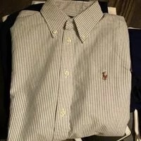 [S] PRL WOMEN'S CLASSIC FIT STRIPED OXFORD POLO SHIRT,NAVY/WHITE, 211700180012-NAV/WHITE (SRL92)
