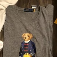 [S] PRL POLO MEN'S TEDDY BEAR PRINT T-SHIRT, GRAY BEAR, 710852300024-GRY BEAR (SRL96)