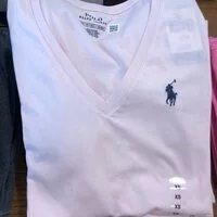 [S] PRL SMALL LOGO V-NECK SHORT SLEEVE T-SHIRT,PINK, 211682523032-PINK (SRL98)