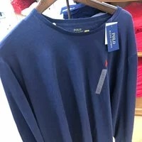 [S] PRL POLO MEN'S ROUND NECK LONG SLEEVE T-SHIRT,NAVY, 710627433023-NAVY (SRL106)