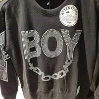 [S] BOYLONDON HOT CHAIN SWEAT SHIRT,BLACK/SILVER, B81MT1403F98 (SBB113)