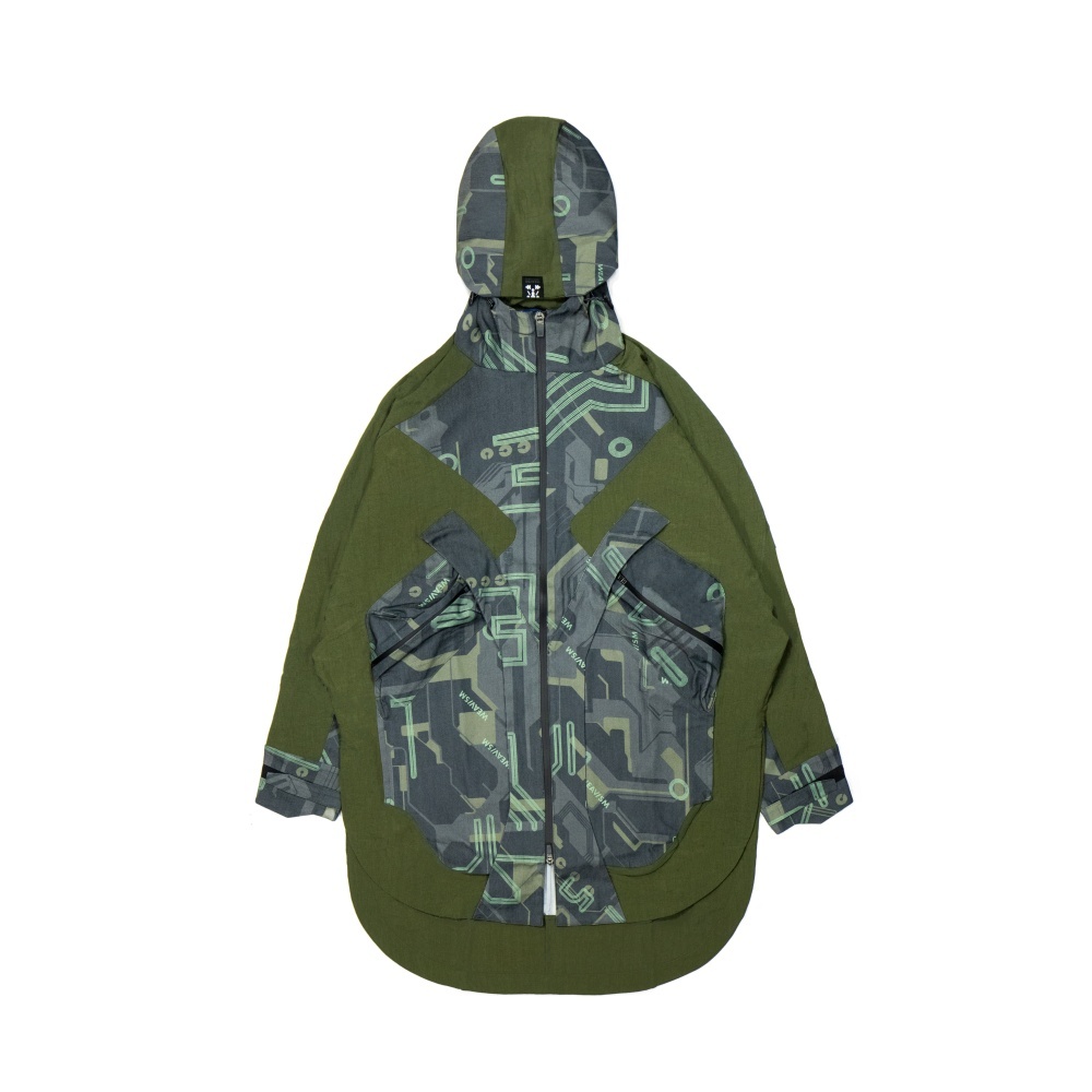 甲殼撲面大風衣-區塊綠