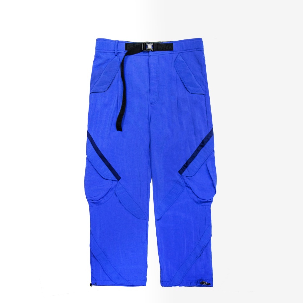 多口袋腰帶長褲-亮藍