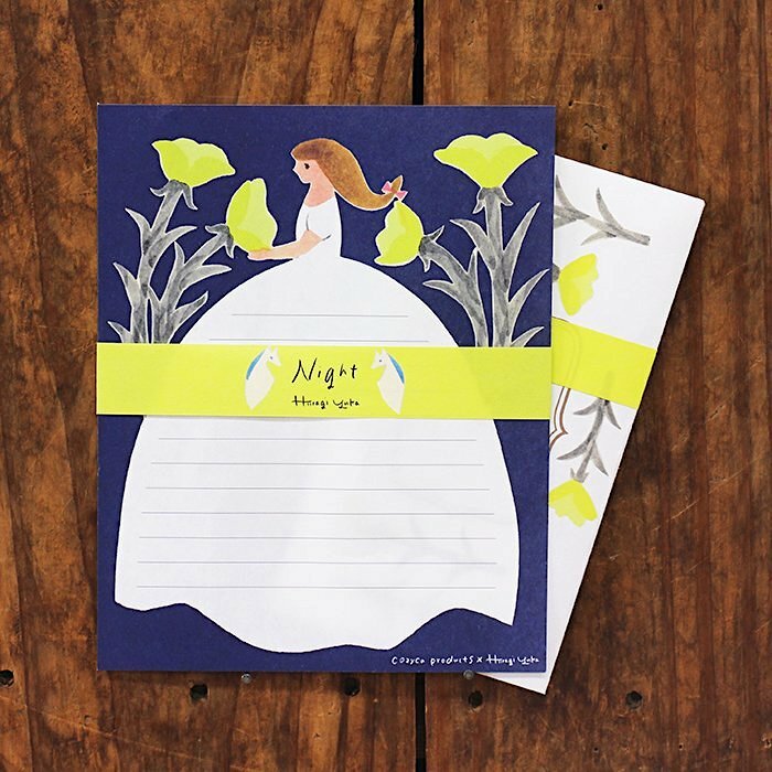 Hyogensha Mino Washi Letter and Envelope Set－Yuka Hiiragi Night (Japanese Stationery Brand)