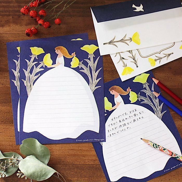 Hyogensha Mino Washi Letter and Envelope Set－Yuka Hiiragi Night (Japanese Stationery Brand)