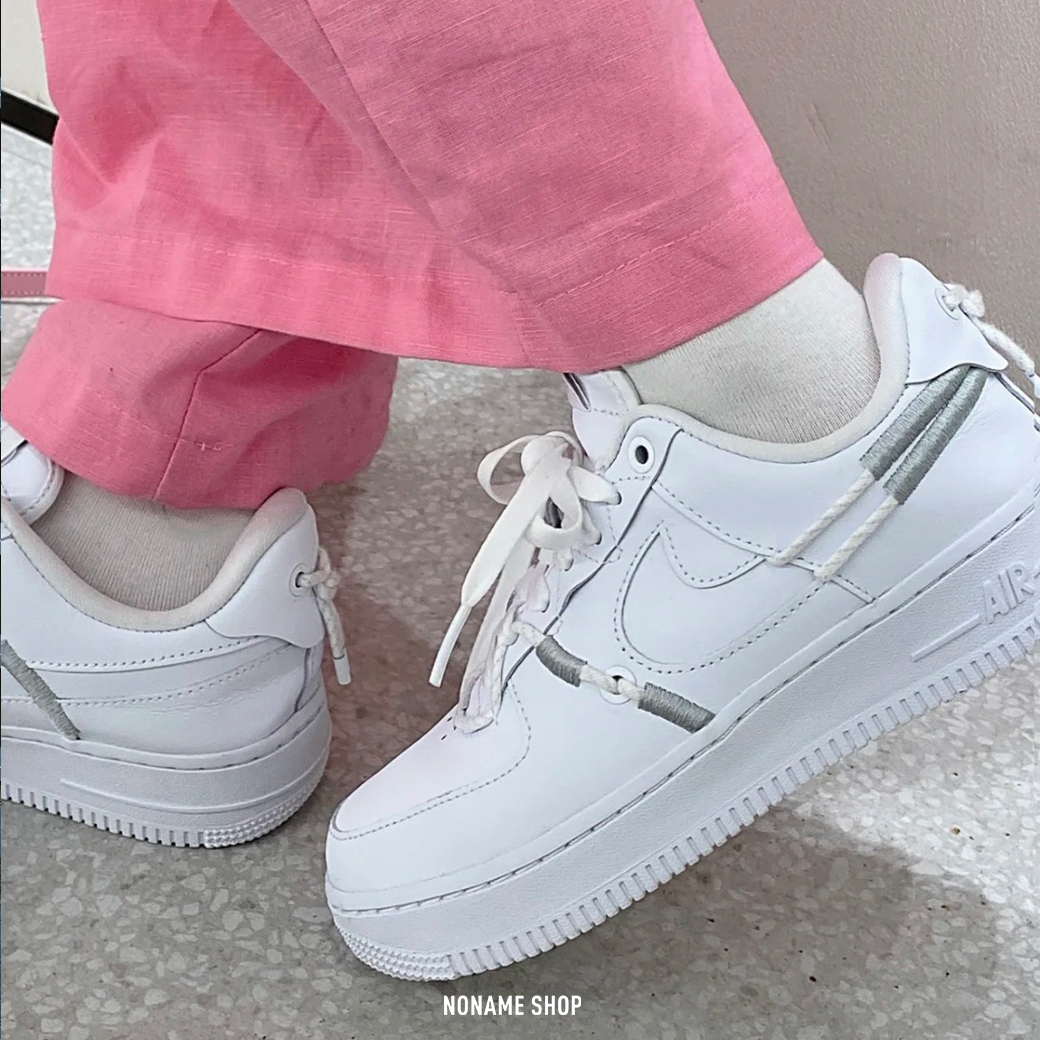 NIKE W AIR FORCE 1 抽繩 扭結 全白 (女款)