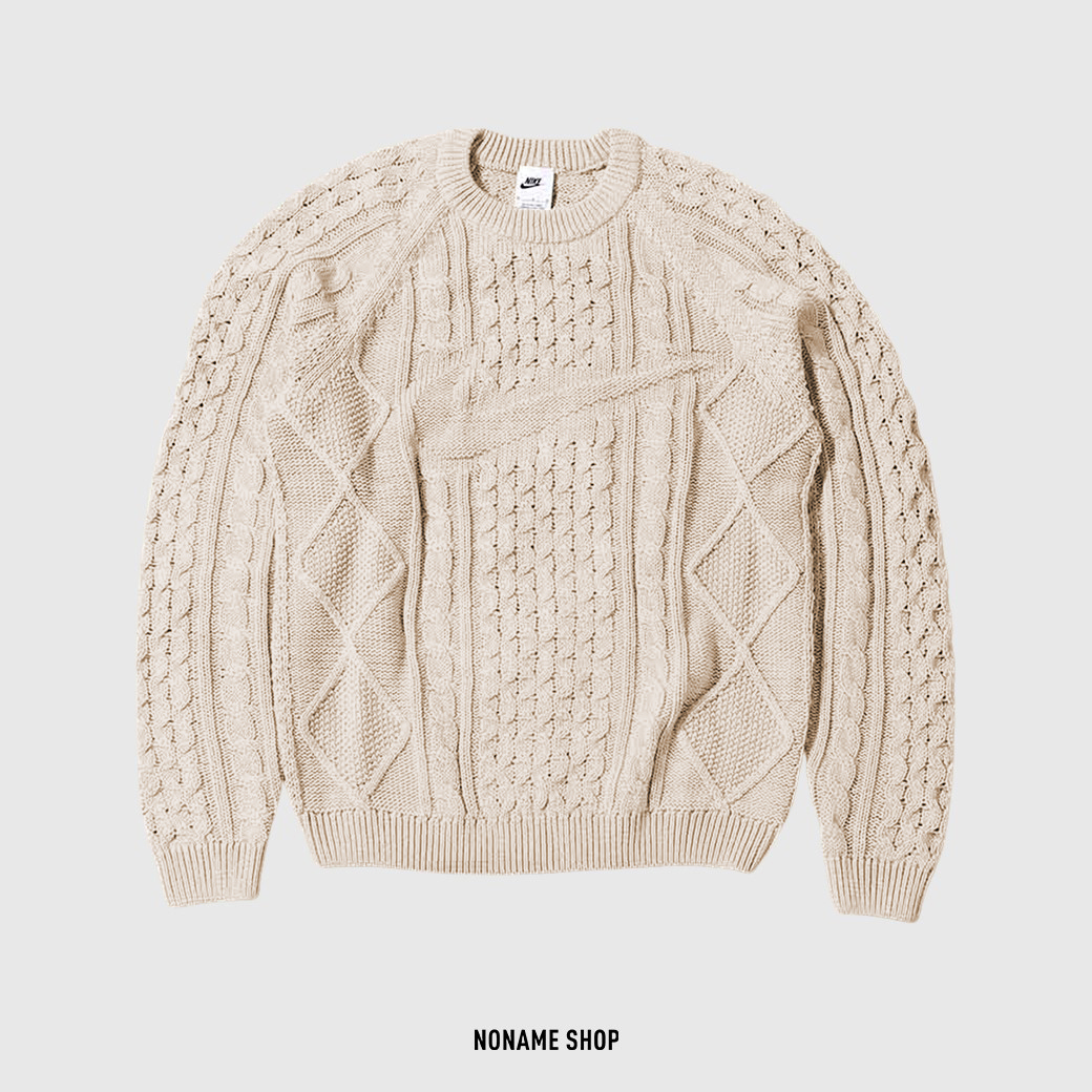 NIKE SWEATER 麻花 針織 毛衣 米白 (男款)
