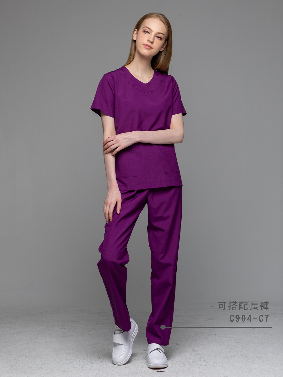 【 C904-C7 】女鬆緊長褲-C經典布-葡萄紫