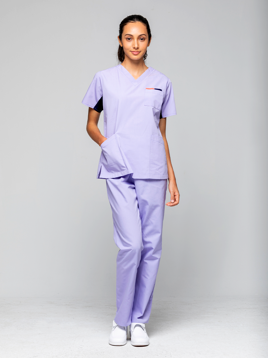 【 C904-C0 】女鬆緊長褲-C經典布-丁香紫