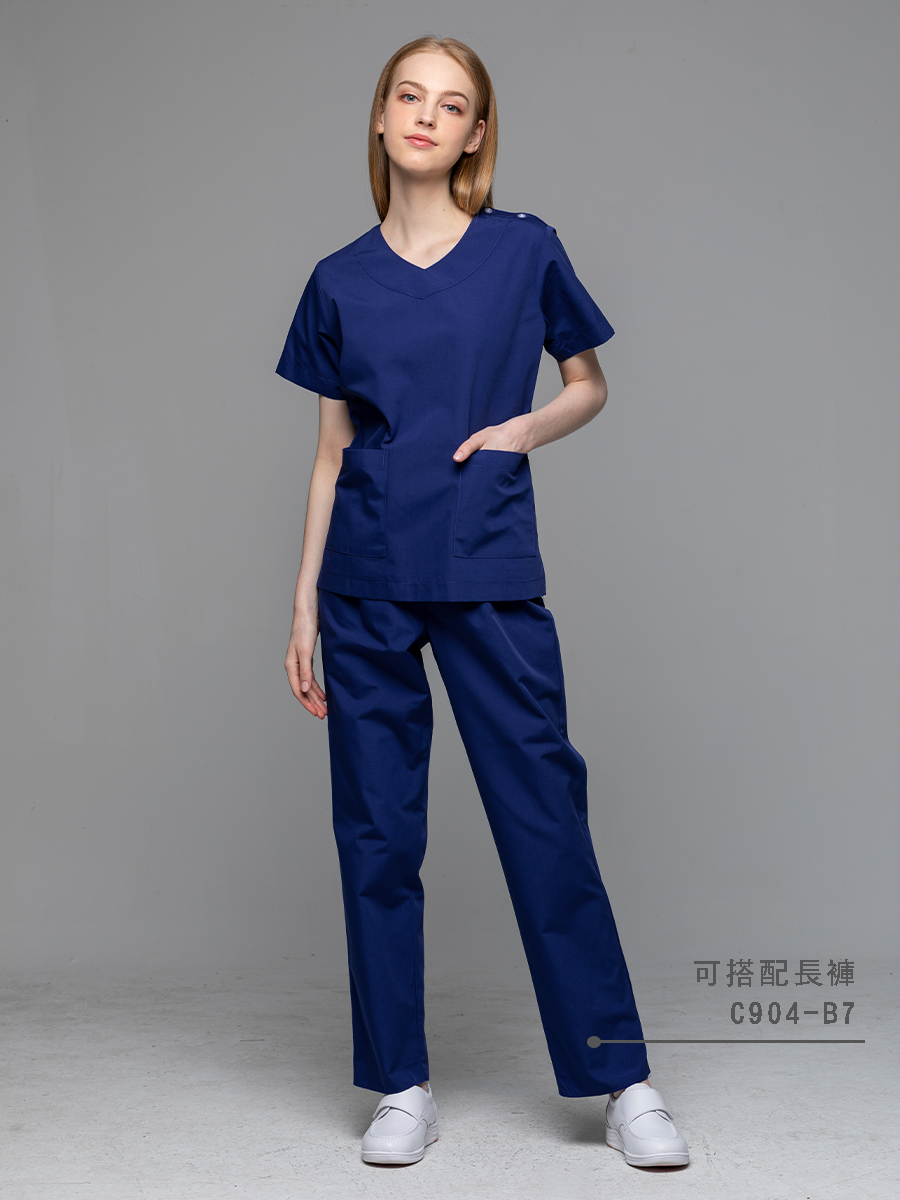 【 C904-B7 】女鬆緊長褲-C經典布-寶石藍