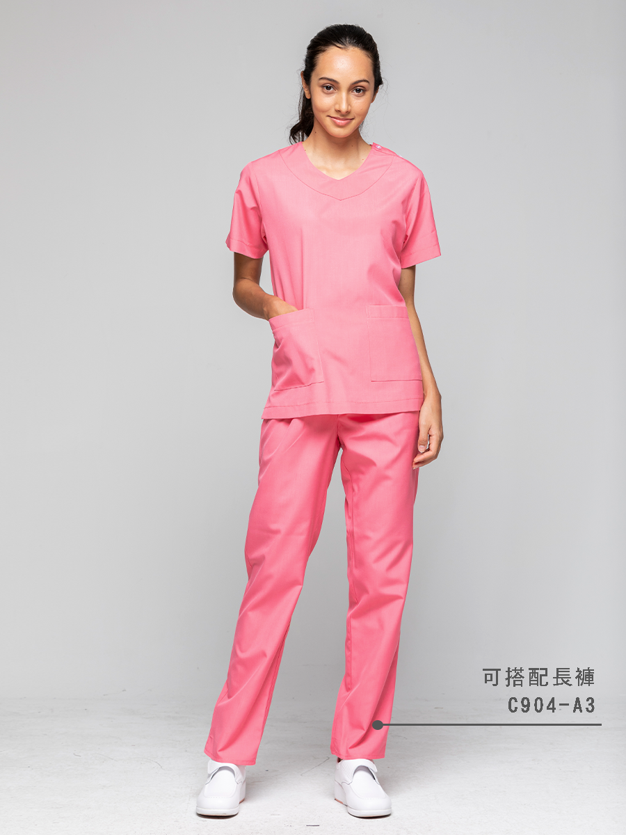 【 C904-A3 】女鬆緊長褲-C經典布-珊瑚粉
