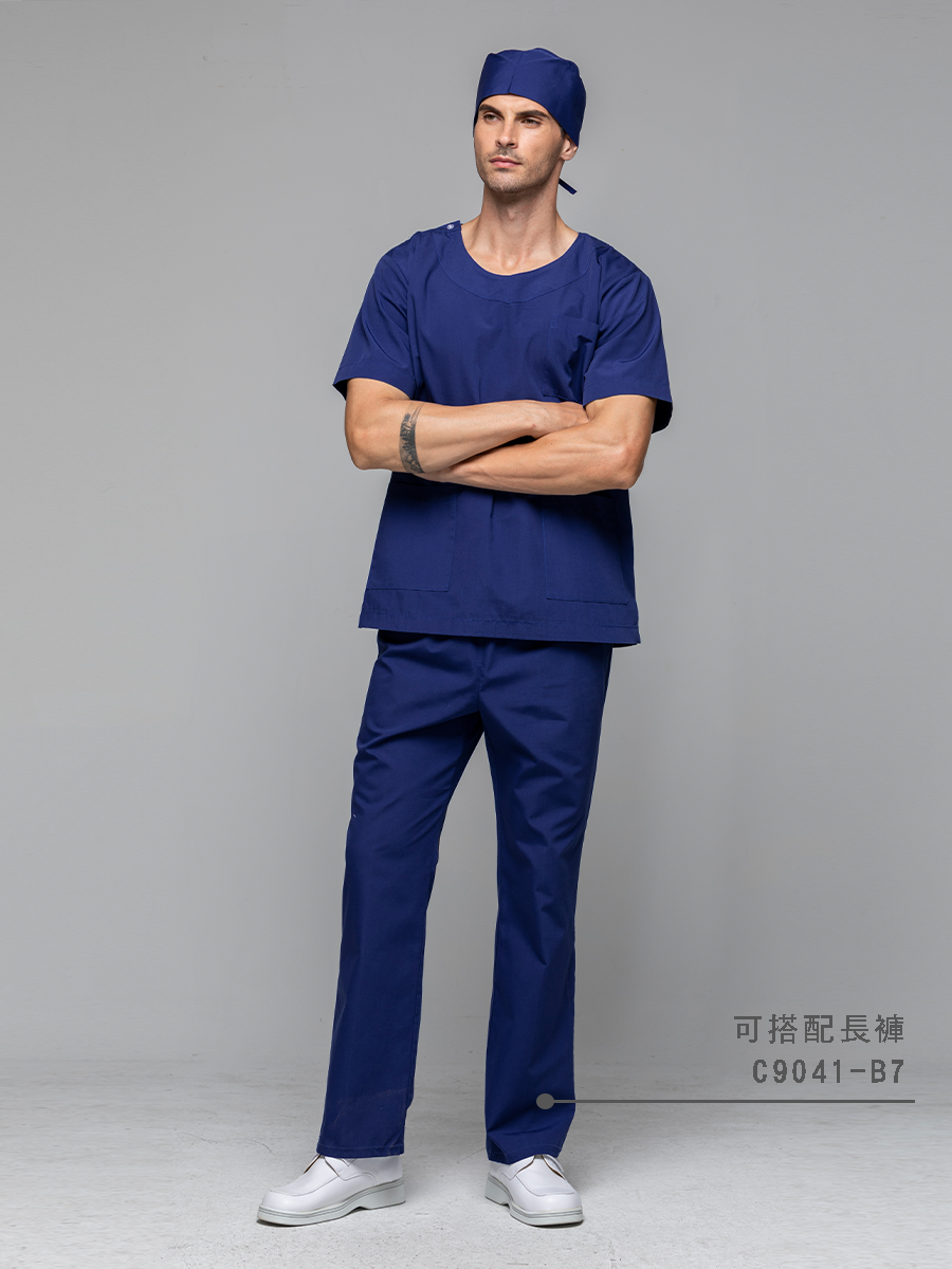 【 C9041-B7 】男鬆緊長褲-C經典布-寶石藍