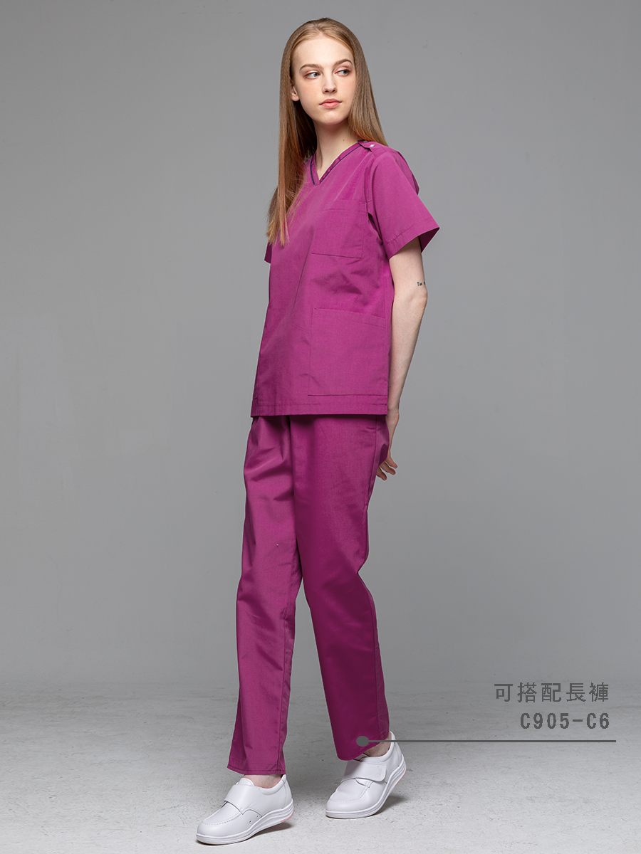 【 C905-C6 出清款 】男女通用鬆緊抽繩長褲-C經典布-亮紫紅