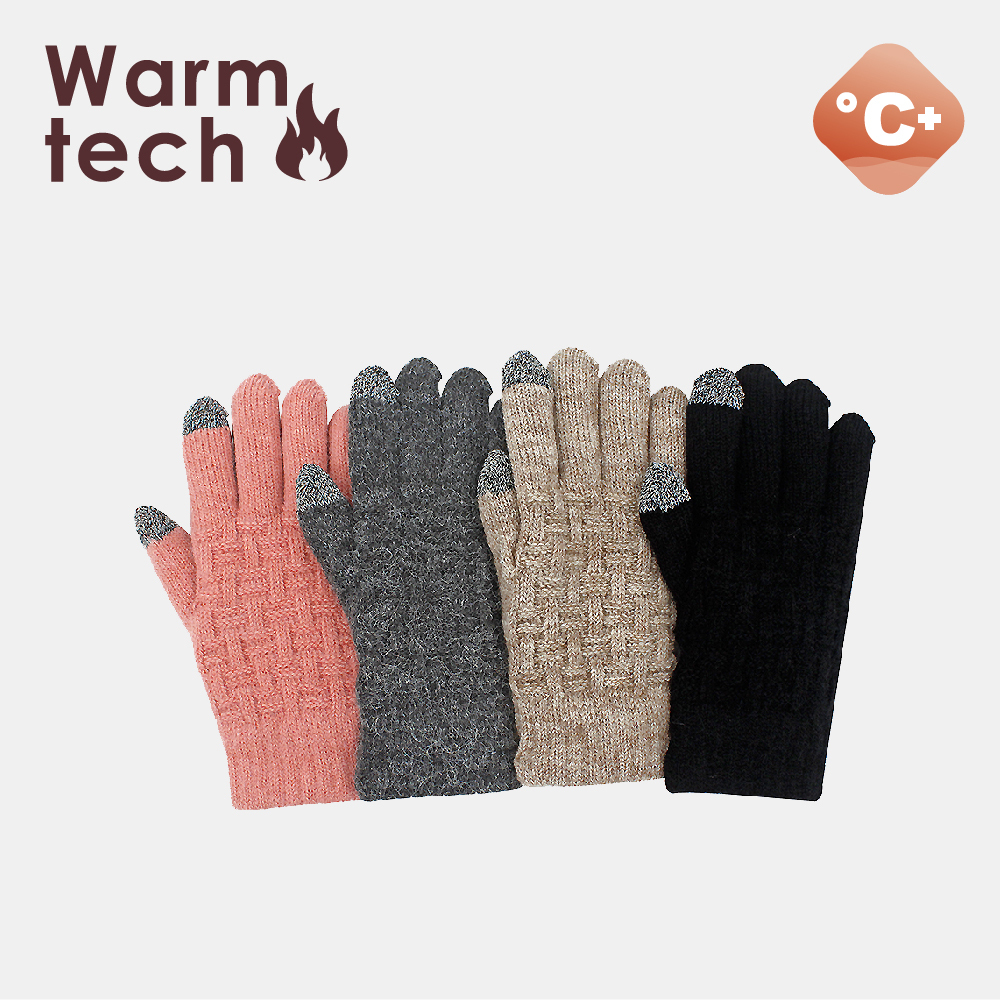 【肌暖】莫蘭迪辮紋雙層保暖觸控手套丨G1639TE