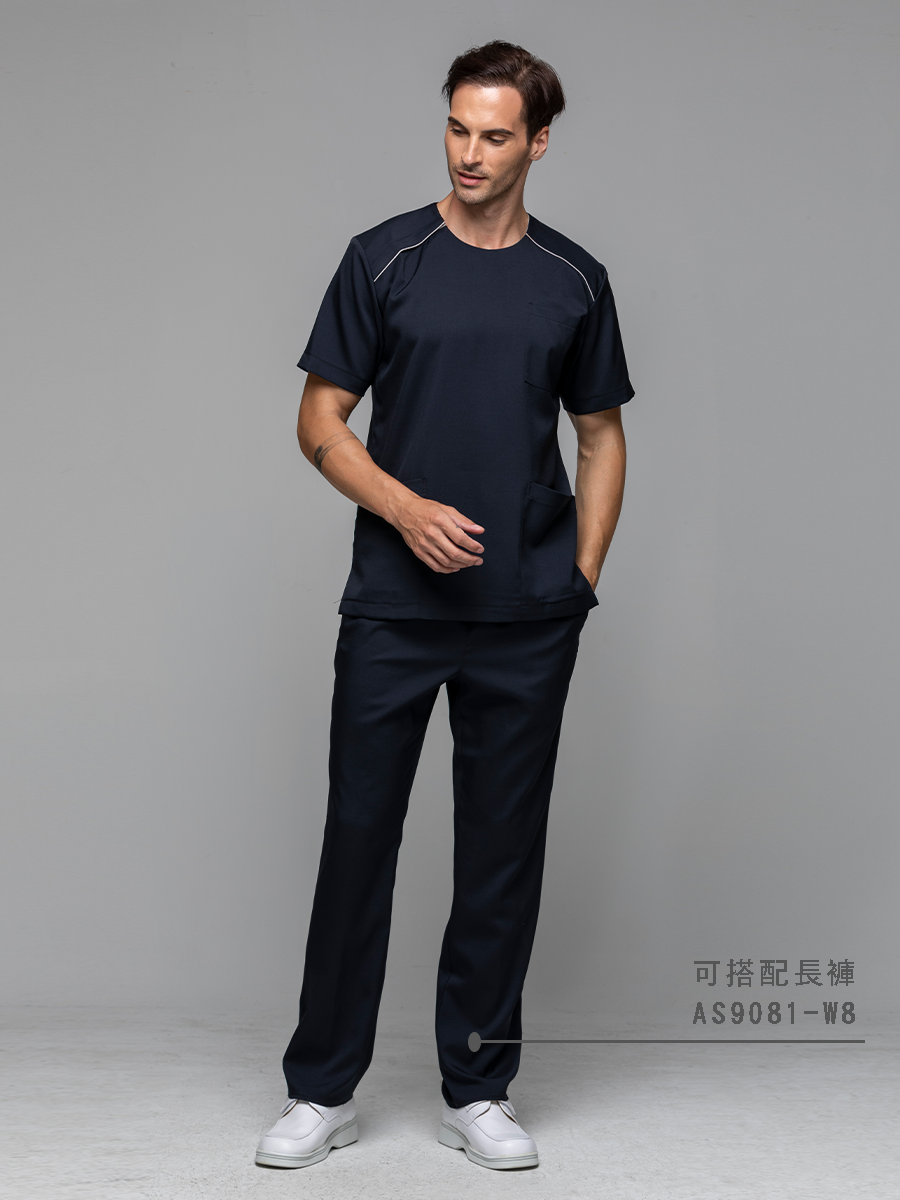 【 AS9081-W8 】男鬆緊長褲-ASV薄彈布-夜幕黑