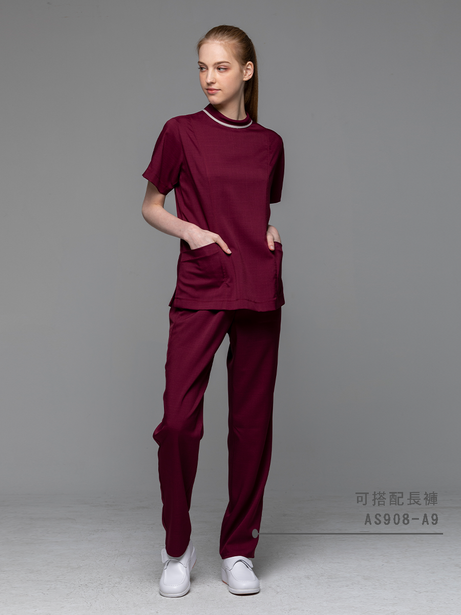 【 AS908-A9 】女鬆緊長褲-ASV薄彈布-釀酒紅