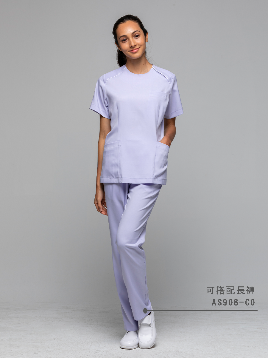 【 AS908-C0 】女鬆緊長褲-ASV薄彈布-丁香紫