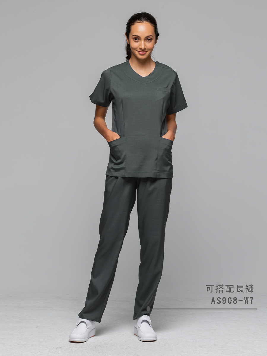 【 AS908-W7 】女鬆緊長褲-ASV薄彈布-暗岩灰