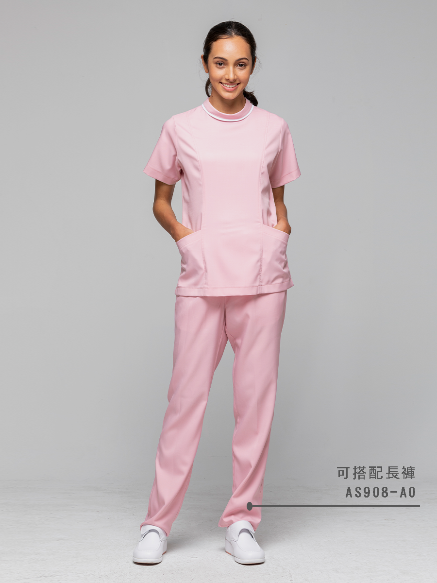 【 AS908-A0 】女鬆緊長褲-ASV薄彈布-寶寶粉