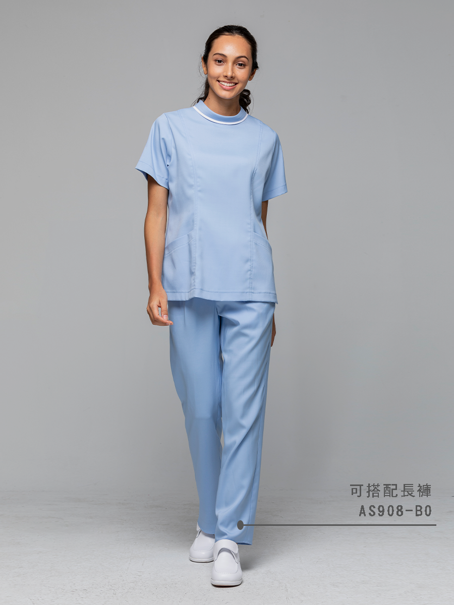 【 AS908-B0 】女鬆緊長褲-ASV薄彈布-寶寶藍