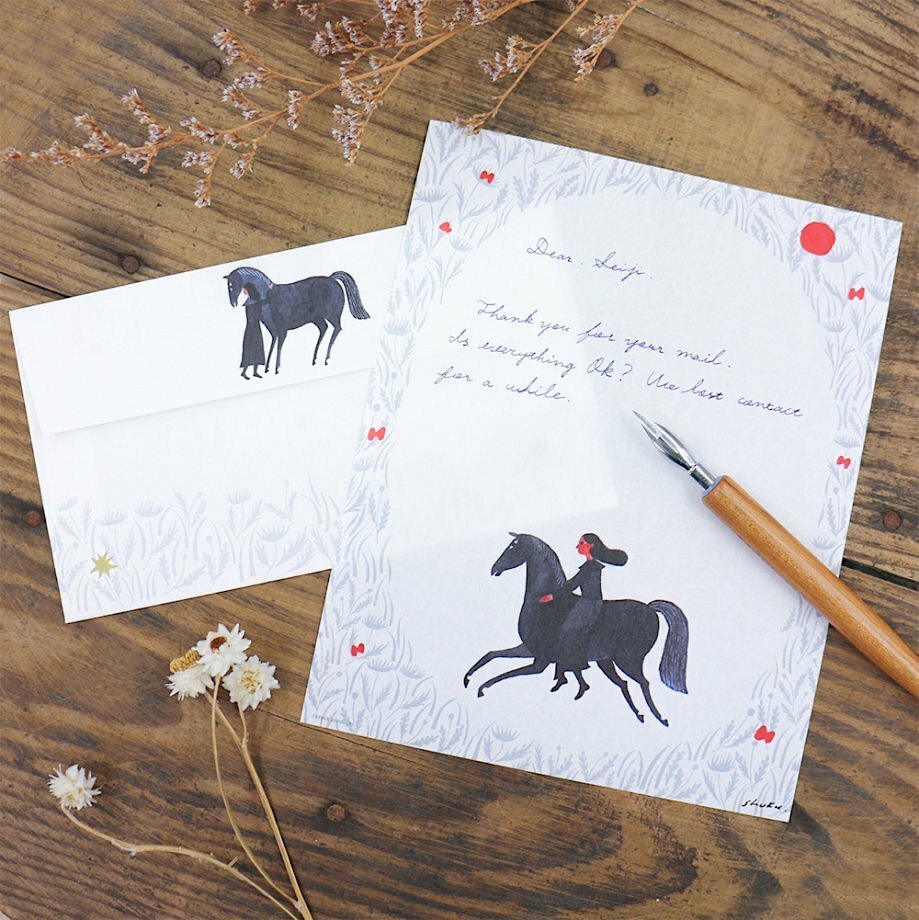 Hyogensha Mino Washi Letter and Envelope Set－Nishi Shuku Series (Japanese Stationery Brand)