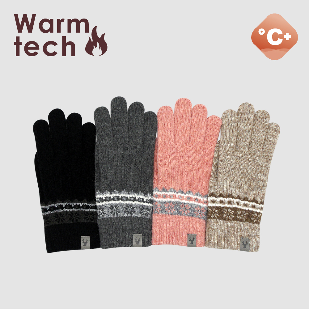 【肌暖】中性雪花皮標保暖針織手套丨J0061