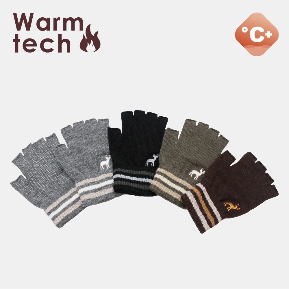 【肌暖】男士麋鹿刺繡止滑保暖半指手套丨M5296HR