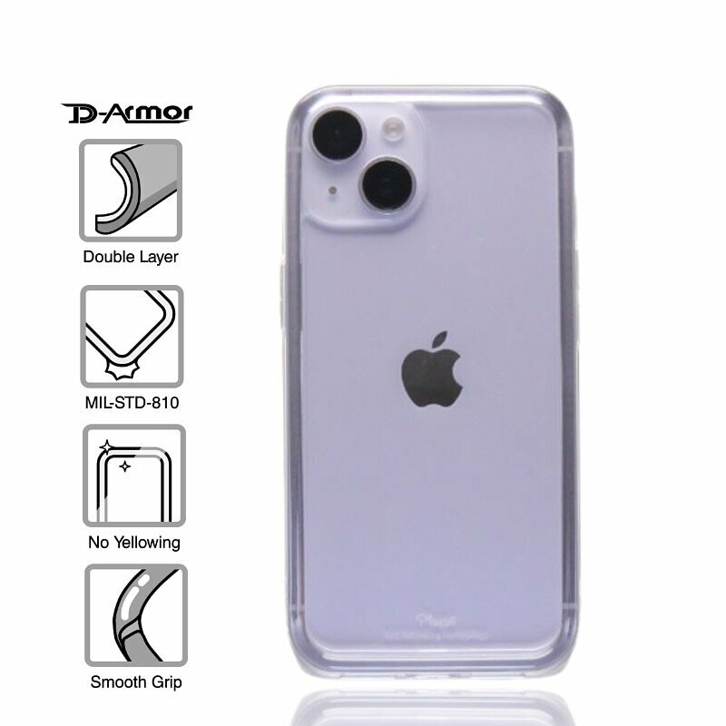 Moxbii 台灣製 D Armor [不變黃+全透明軍事防撞殼] -iPhone 14