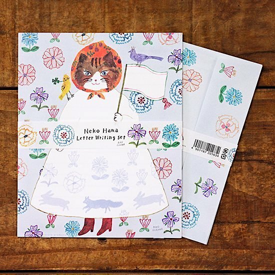 Hyogensha Mino Washi Letter and Envelope Set－Aiko Fukawa Neko Hana (Japanese Stationery Brand)