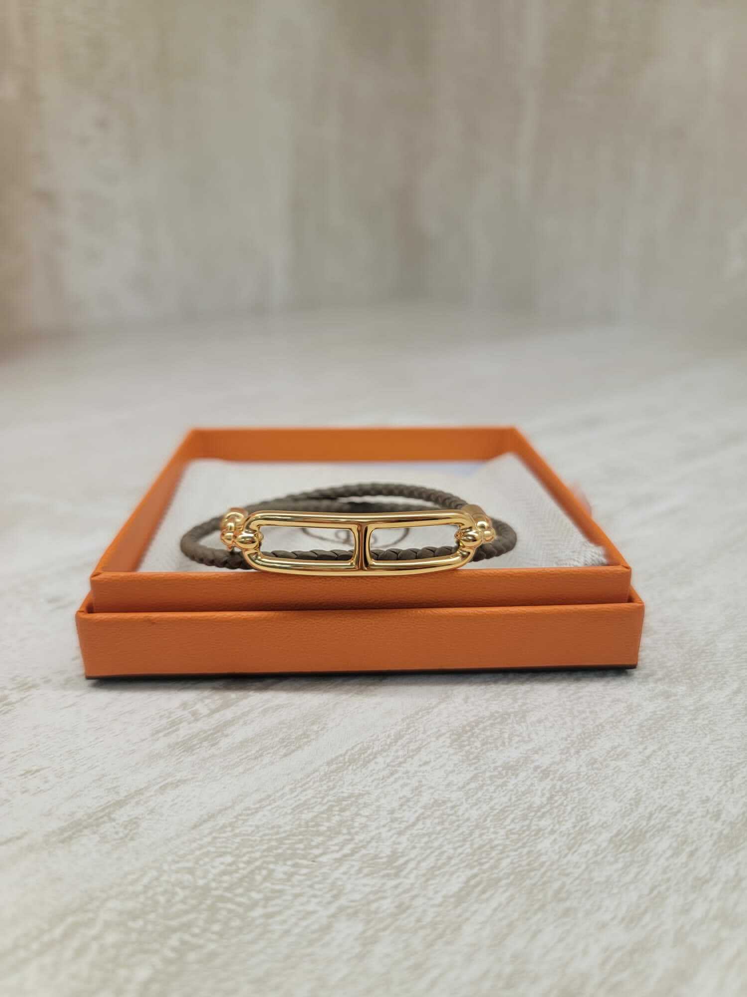 HERMES Roulis double tour ETOUPE F 大象灰 金扣