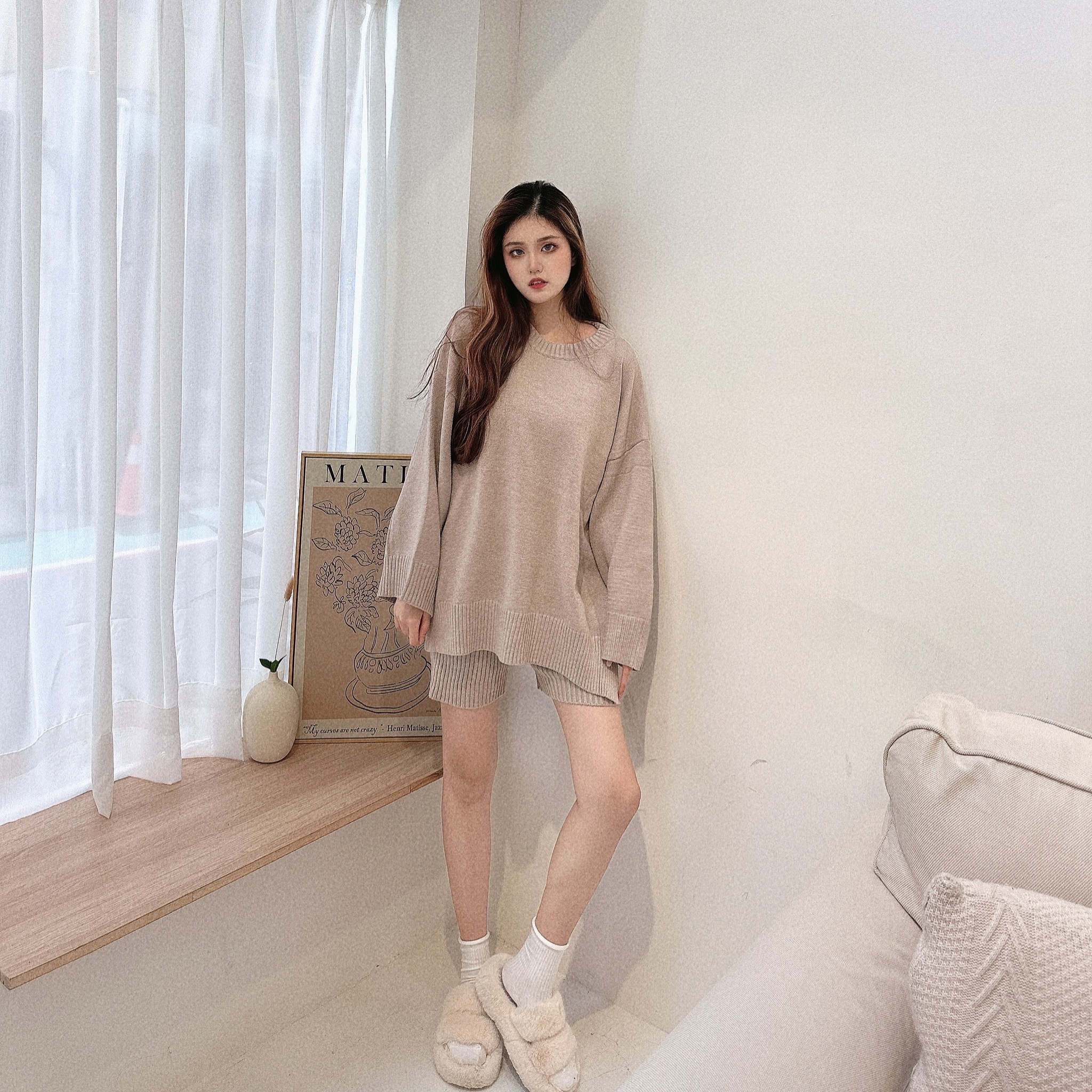 柔軟親膚三分褲針織套裝/四色