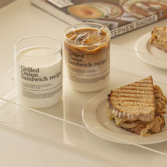 《1377》INS大容量字母玻璃杯400ml