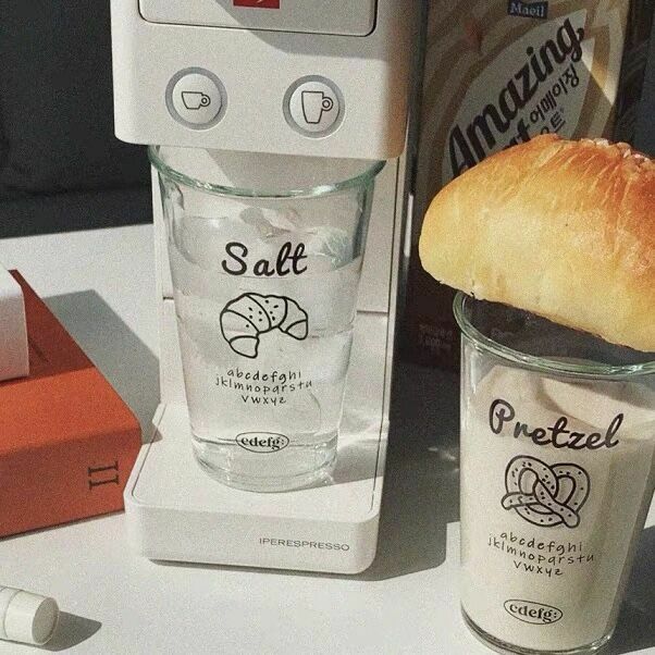 《1378》牛角麵包扭結餅玻璃果汁杯400ml