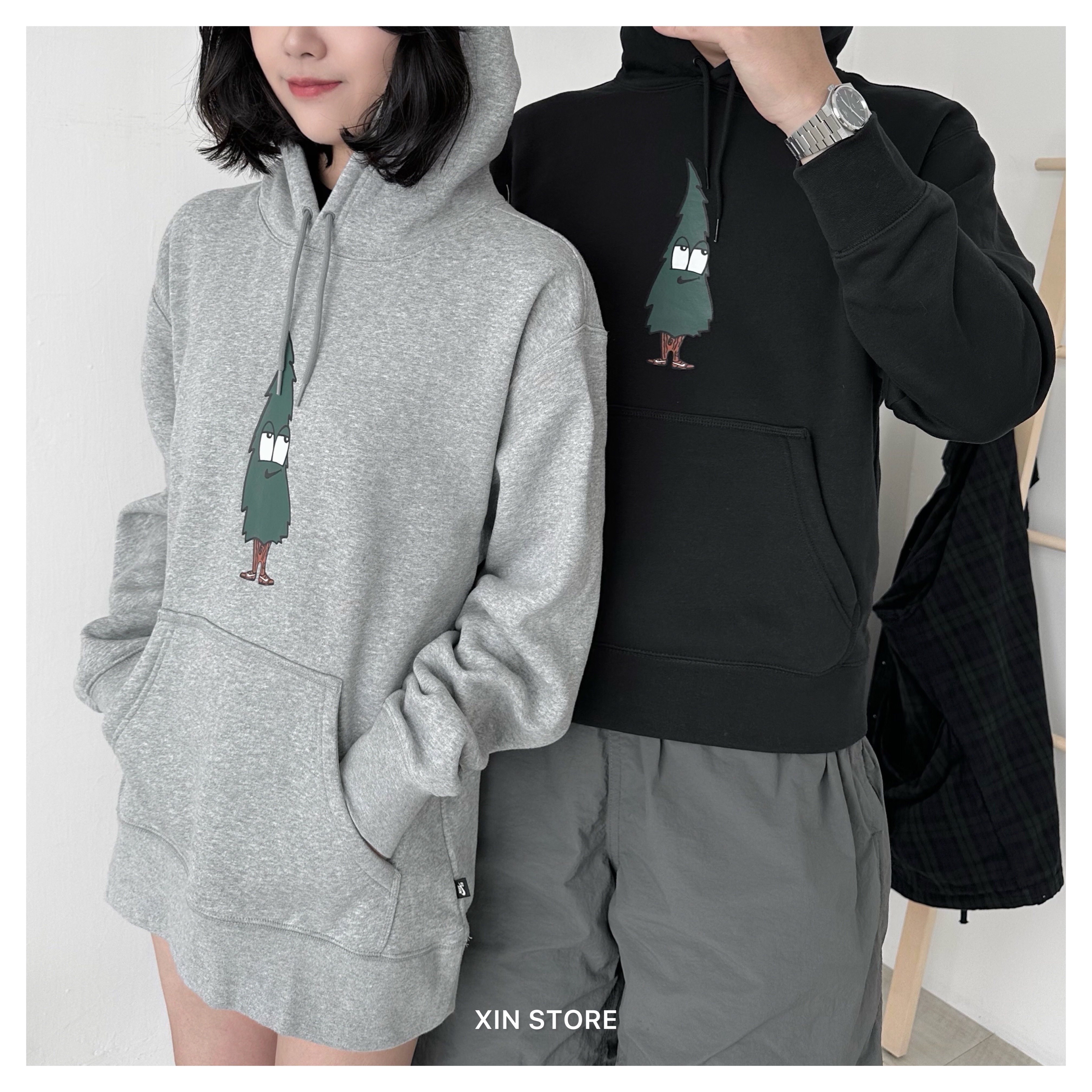 【現貨】Nike SB Graphic Hoodie 滑板 聖誕樹 塗鴉 小標 口袋 刷毛 帽Tee 黑 灰