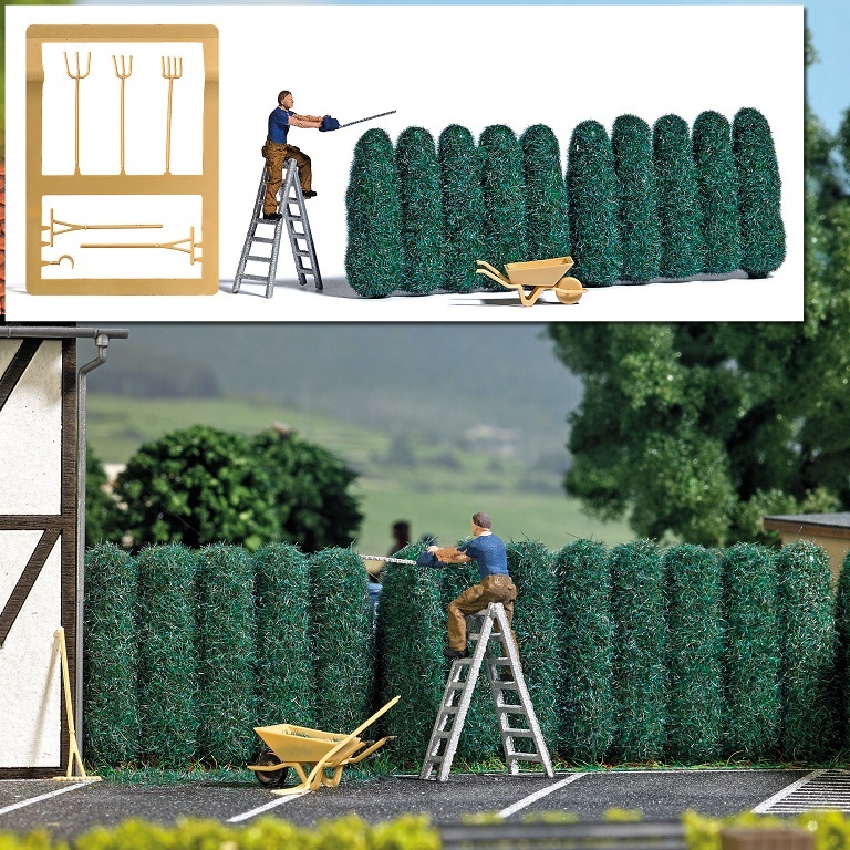Busch 7838 HO規 Hedge Trimming 修樹工人及器具